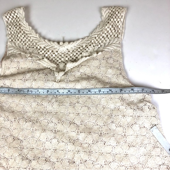 A'reve Women Large Dress Cream Blush Layered Lace Crochet Sleeveless Shift Boho - Picture 5 of 8